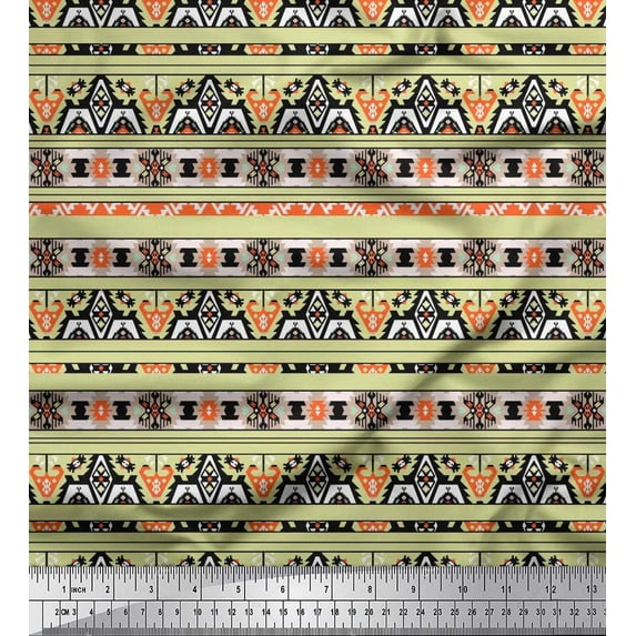 Soimoi Modal Satin Fabric Aztec Southwestern Printed Craft Fabric by The Yard 42 Inch Wide