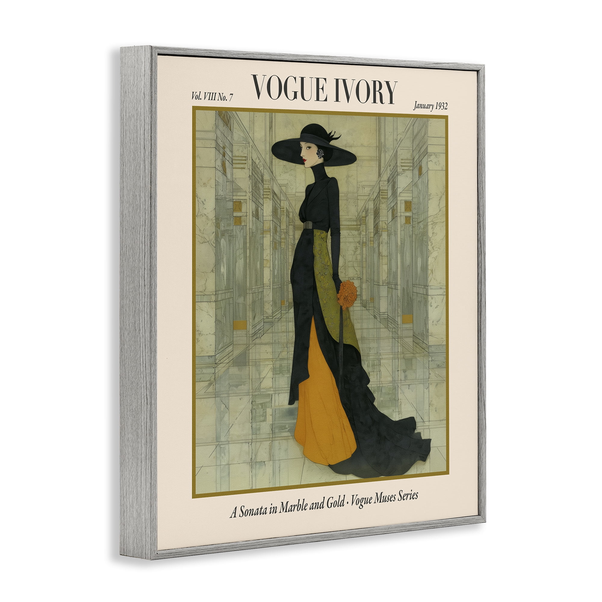Stupell Industries Ivory Hall Magazine Gray Framed Giclee Art, design by A Barefoot Stylist