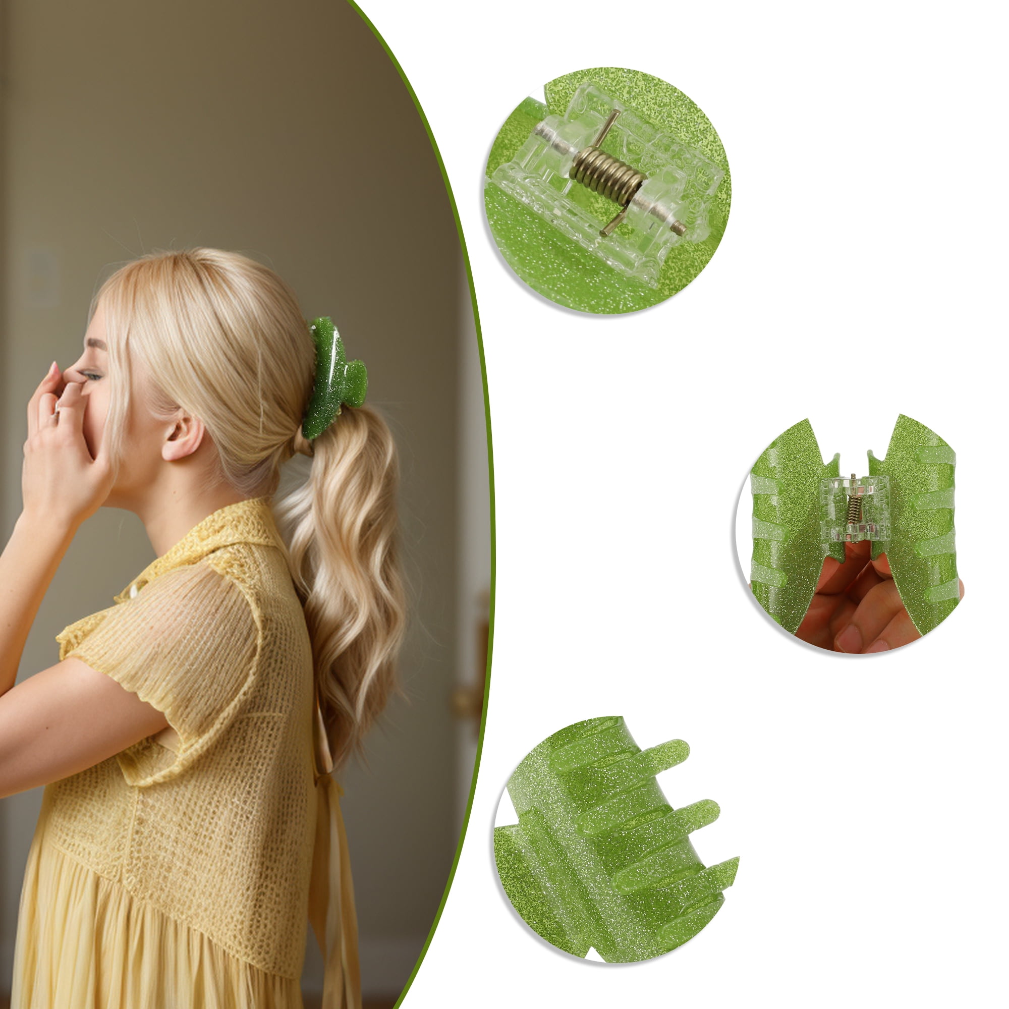 NOMADIC NOOK Women's French Large Hair Caw Clips 3 Pcs Green Beige Brown