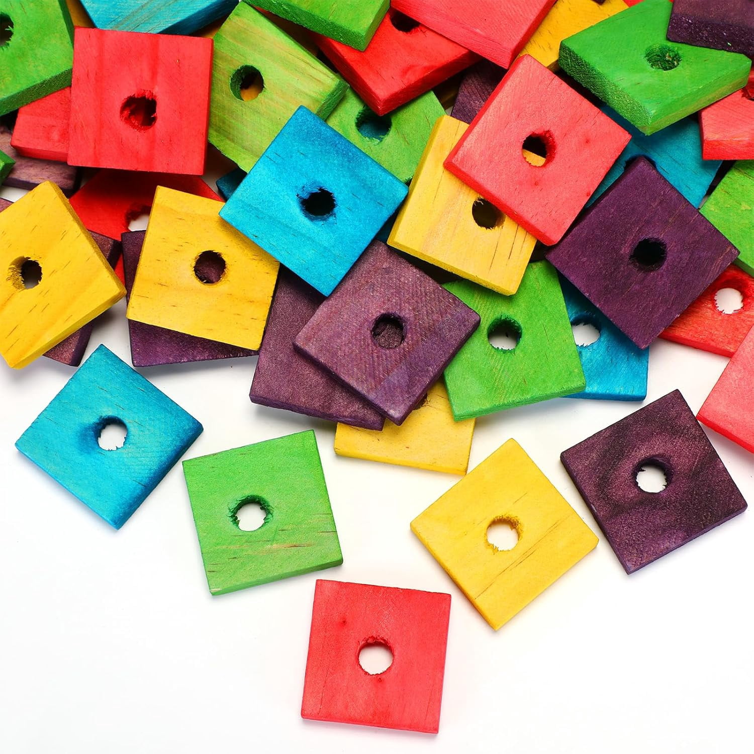 100Pcs Bird Toy Wooden Blocks Parrot Chewing Toys Mini Wood Chips Small Animals Cage Accessories for DIY Playing Chewing