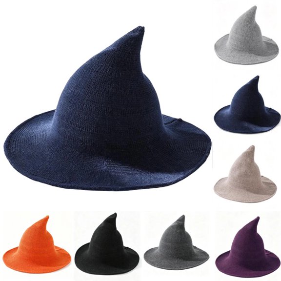 Breathable Halloween Pointed Wide Brim Witch Hat, Versatile Wizard Costume Accessory, Suitable for Halloween Parties, Festive Events and Holiday Outfits Navy