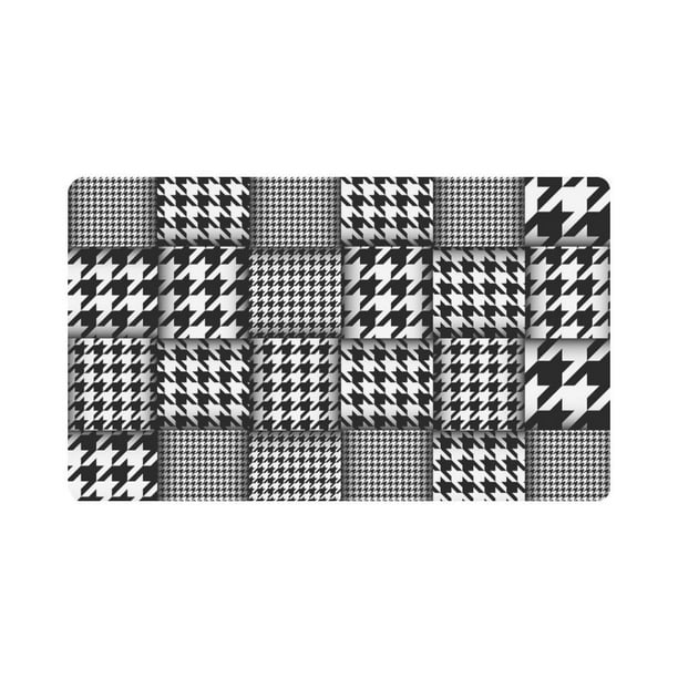 MKHERT Black White Houndstooth Patchwork Style Doormat Rug Home Decor