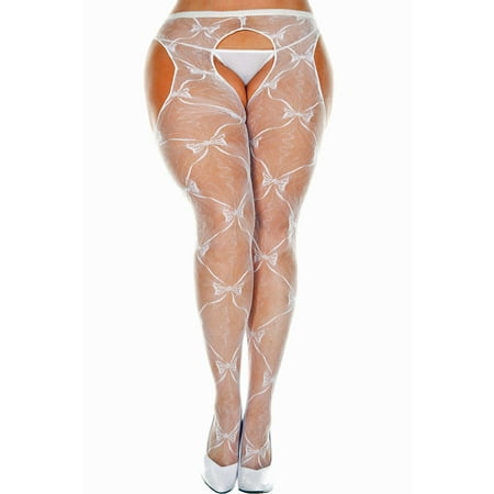 

Lacy Line Sexy Plus Size Bow Lace Suspender Pantyhose
