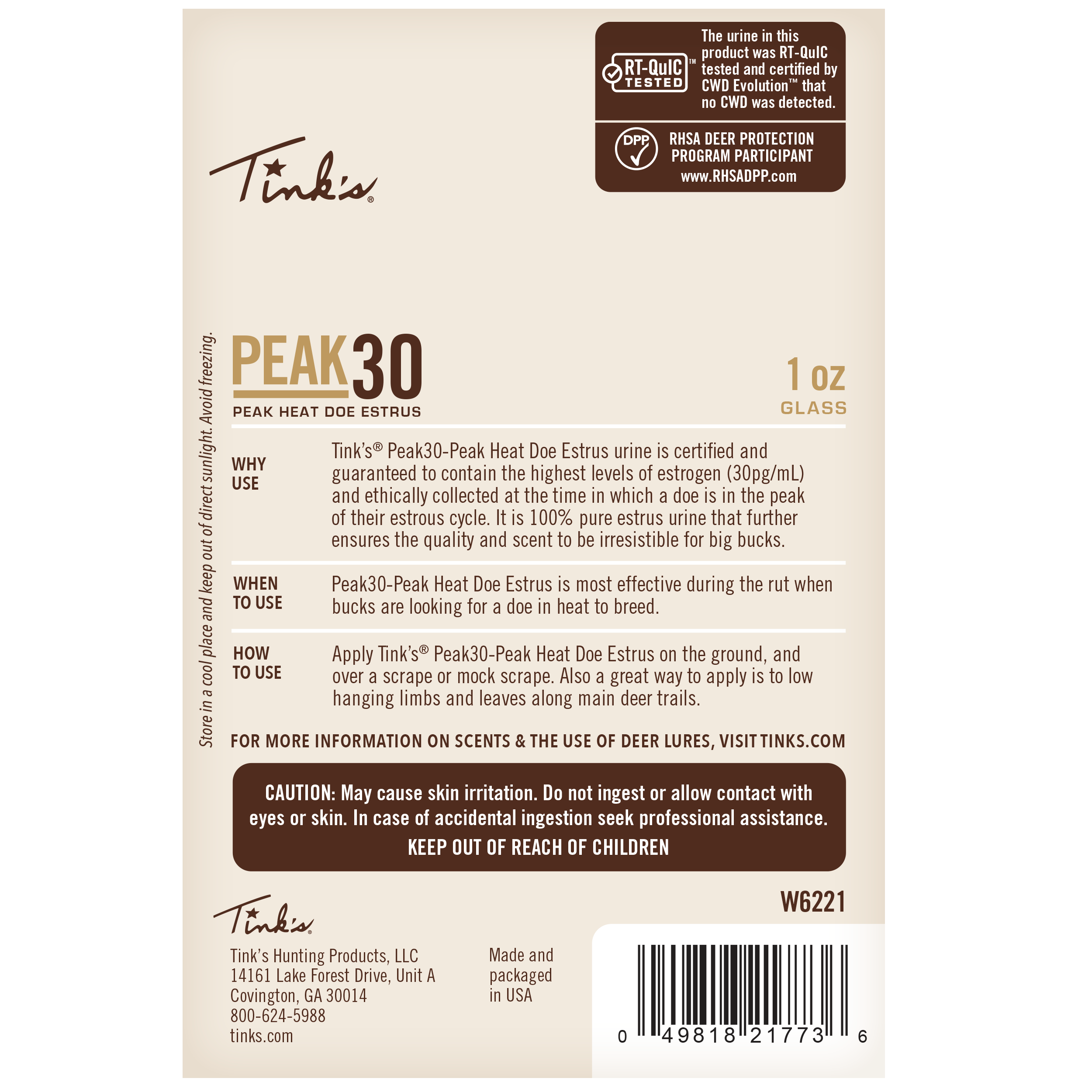Tink's Peak30 Premium Doe Estrus - 1 oz.