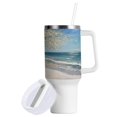thumbnail image 2 of 40 Oz Car Handle Water Bottle Water Cup Water Bottle Water Jug Coffee Cup Travel Water Bottle White Flower Tree, 2 of 8