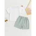 thumbnail image 4 of Coduop Toddler Baby Boys Grils Summer 2Pcs Outfits Short Sleeve Pocket T-Shirt Tops Shorts Set, 4 of 7