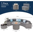 thumbnail image 5 of ELPOSUN Patio Furniture Set with Fire Pit Table, 8 Pieces Curved Patio Sectional Couch with Storage Armrest Table and 4 Pillows, Round Fire Pit Conversation Sets with Waterproof Covers (Gray), 5 of 8