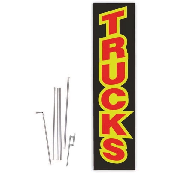 Cobb Promo Trucks Black Rectangle Boomer Flag with Complete 15ft Pole kit and Ground Spike