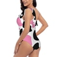 thumbnail image 4 of Rateoe Cow Spots Pattern Women One Piece Swimsuits Tummy Control One Shoulder Bathing Suits Ruffle Swimwear-X-Large, 4 of 6