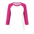 thumbnail image 3 of Hauaitttt Women 3/4 Sleeve Top Summer Casual Versatile Raglan Shirt Round Neck Casual Shirt Top Turtleneck Women Petite Long Sleeves T Shirts for Women T Shirt Pack Short Sleeve Athletic Top Women, 3 of 4