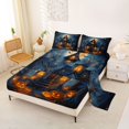 thumbnail image 2 of Manfei Halloween Castle Queen Sheets,Pumpkin Lantern Queen Sheet Sets,Black,4pcs,1 Flat Sheet, 1 Fitted Sheet and 2 Pillowcases, 2 of 6