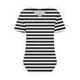 thumbnail image 4 of DecSea Womens Striped T Shirts V Neck Short Sleeve Casual Tops Loose Fit Basic Tees with Curved Hem, 4 of 5