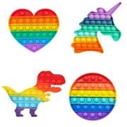 Pop Bubble Fidget Toy - Sensory Push Popping Toy for Stress Relief – Rainbow Circle, Heart, Dinosaur, Unicorn Boys and Girls