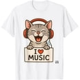 thumbnail image 1 of I Love Music Tiger Cat Camiseta, 1 of 2