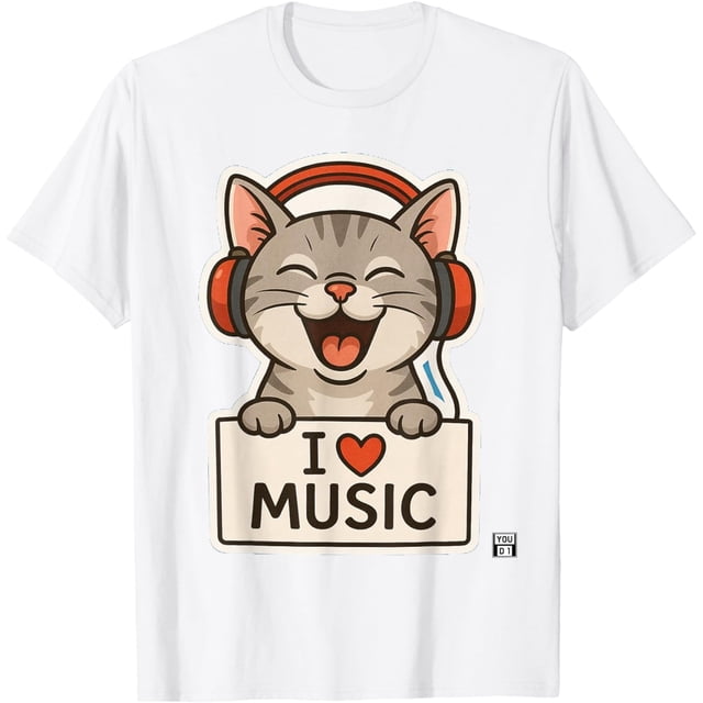 I Love Music Tiger Cat Camiseta
