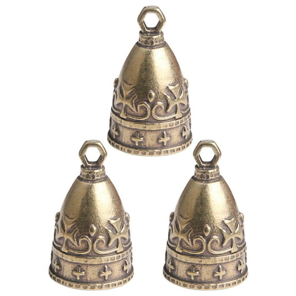 GOOHOCHY 3Pcs Small Bells for Crafts and Home Decoration in Golden Copper Brass
