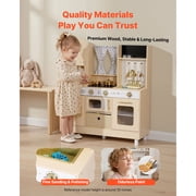 KFFKFF Wooden Play Kitchen Set for Kids, Pretend Cooking Toy with Lights & Sounds, Includes Food & Cookware, Modern Design with Ice Maker and Microwave, Suitable for Ages 3-8