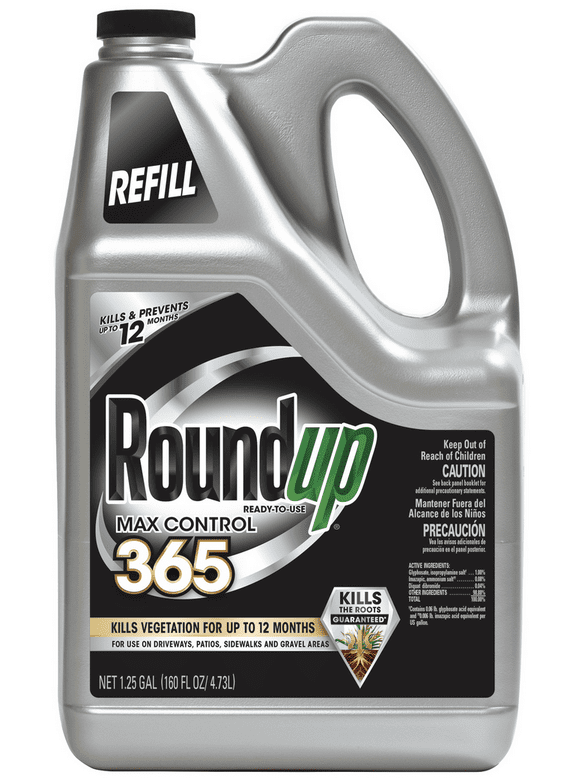 Roundup Ready-to-Use Max Control 365 Refill, Weed and Grass Killer, 1.25 gal., Visible Results in 12 Hours