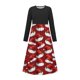 thumbnail image 1 of Vestido de manga larga con cuello redondo para niña, estampado navideño, manga larga, cuello redondo, bolsillos, falda larga informal para adultos, vestido de poliéster para niña., 1 of 5