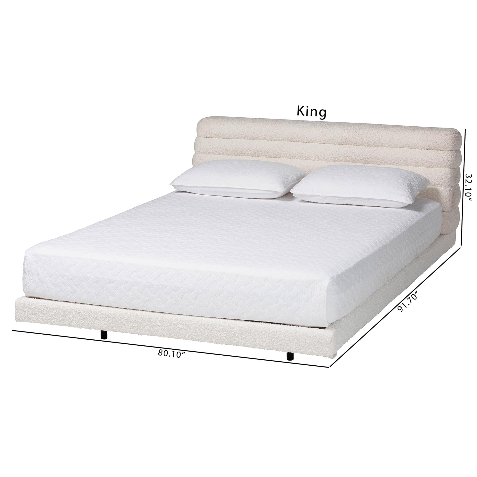 Baxton Studio Alfie Modern Floating Bed, King, Cream