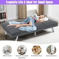 thumbnail image 6 of YRLLENSDAN Grey Futon Sofa Bed, Futon Couch Bed with Adjustable Backrest & Metal legs Small Couch for Bedroom Studio Apartment Sofa Bed Couch Futon Convertible Sofa Bed, 6 of 7