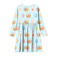 thumbnail image 5 of Xdegoge Happy Easter Dress for Kids Girls Cute Bunny Egg Basket Printed Tween Sundress Knee Length A Line Long Sleeve Spring Holiday Festival Outfit Casual School Party Wear for Teen, 5 of 7