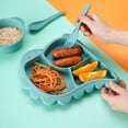thumbnail image 5 of Silicone Toddler Plates with Spoon Fork Bowl set, Baby Divided Dinosaurs Plates Self Feeding Training Baby Dinner Plate Set, 5 of 7