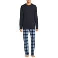 thumbnail image 2 of Hanes Men's and Big Men's Long Sleeve Waffle Sleep Top and Fleece Pajama Pants Set, 2-Piece, 2 of 7