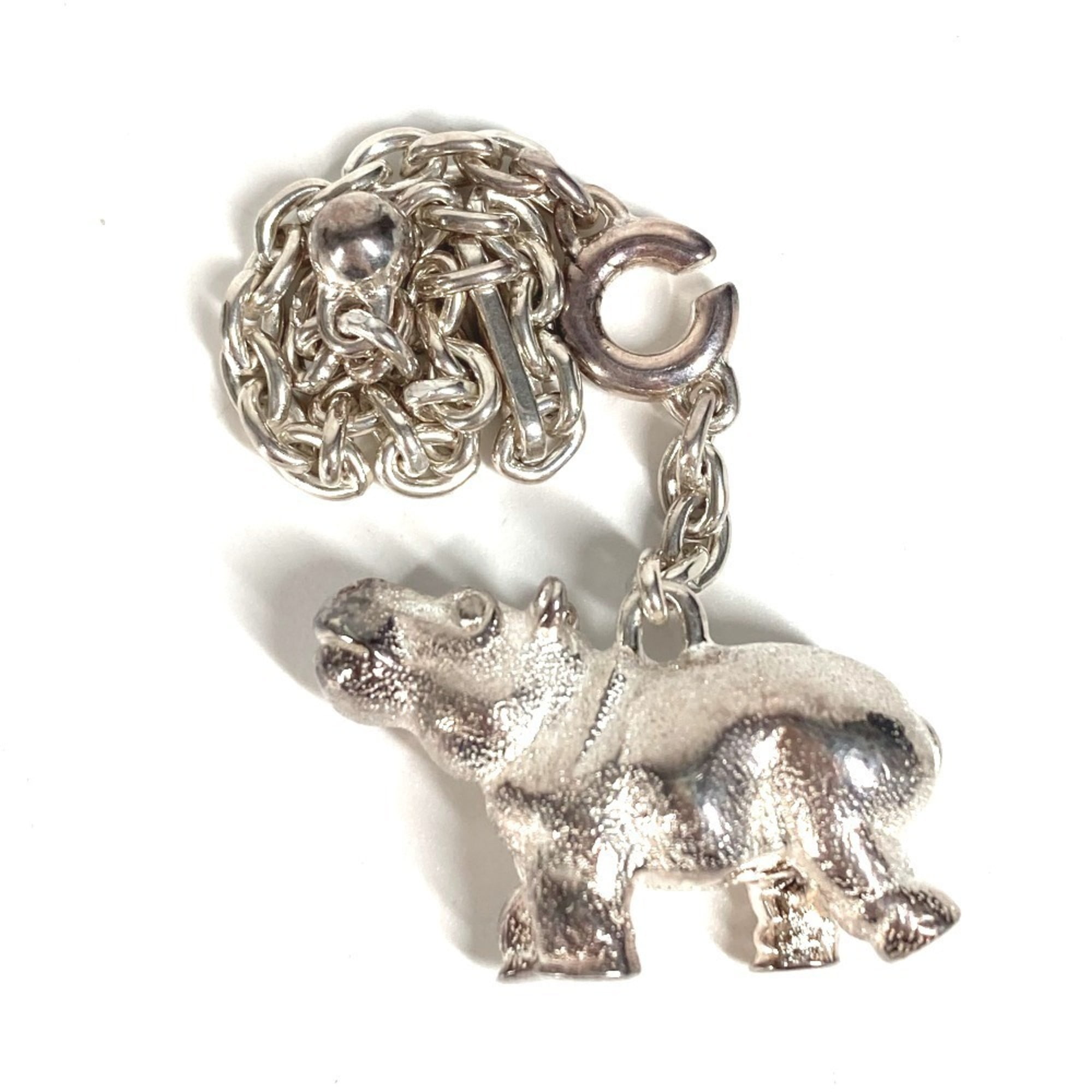 Pre-Owned HERMES Hippopotamus Charm Keychain Bag Chain SV925