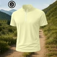 thumbnail image 5 of Men's Workout T-shirts Short Sleeve Stand Collar 1/4 Zip Pullover Quick Dry Fitness Tops Sports Muscle Tee Tshirts (XL, Yellow), 5 of 5