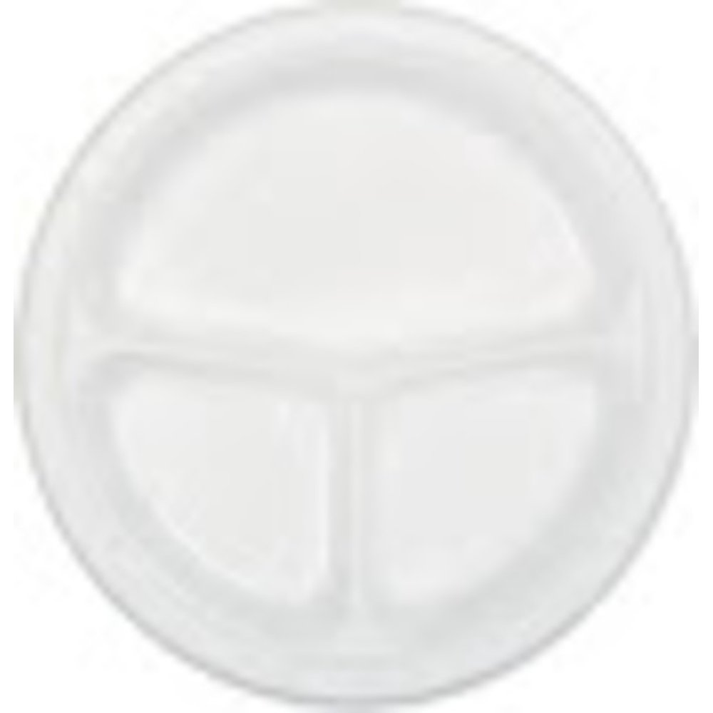 WHITE PREM PLASTIC DIVIDED PLATES, 20 CT