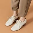 thumbnail image 3 of YDN Women Square Toe Lace up Oxford Shoes Comfortable Chunky Low Heels Pumps Professional Office Daily Size 7.5 White, 3 of 4