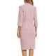 thumbnail image 3 of INSPIRAR CHIC Conjunto de Traje de 2 Piezas para Mujeres Chaqueta Sin Cuello de Manga 3/4 Falda Lápiz de Cintura Alta Ropa de Trabajo Rosa XL, 3 of 6