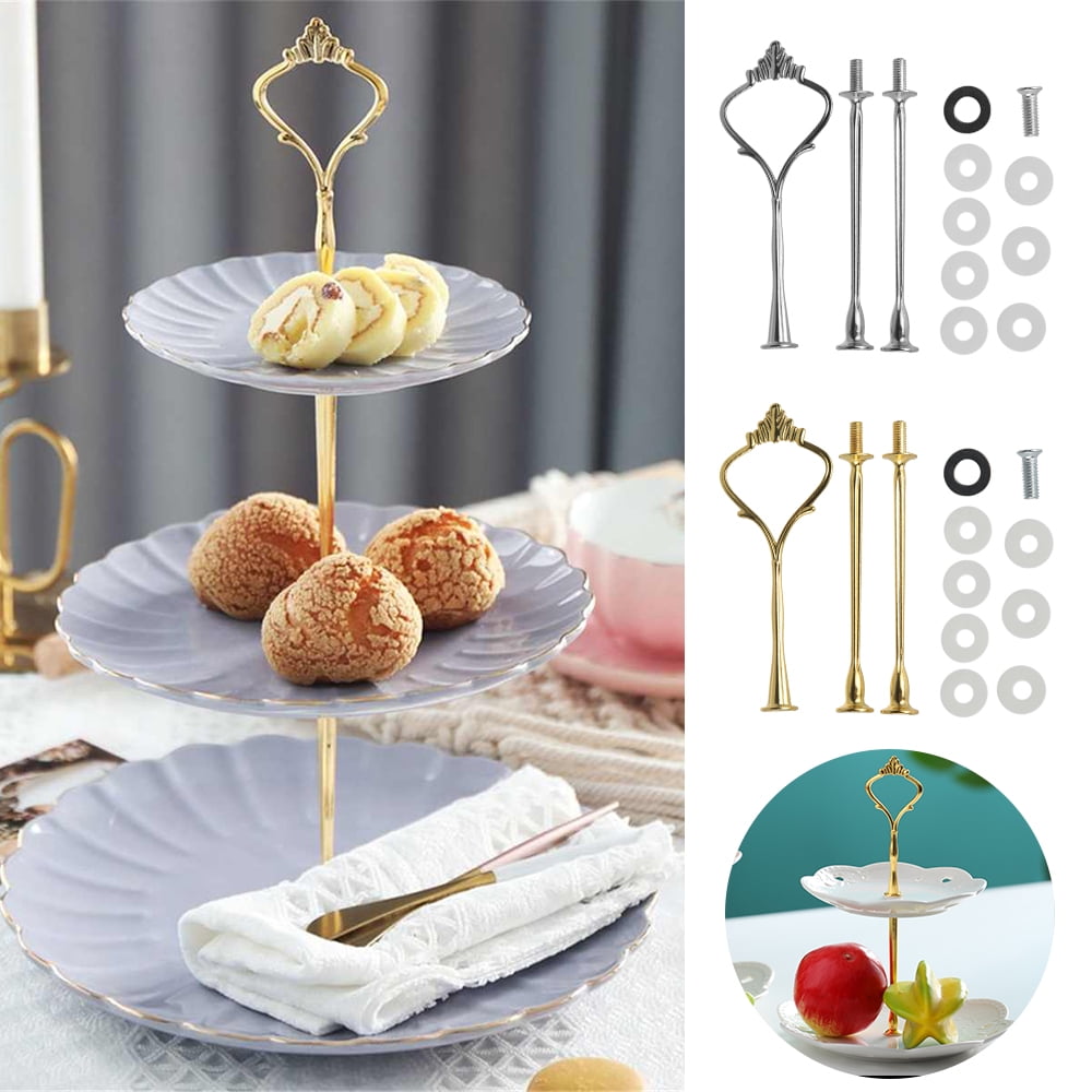 1set Newest 3 or 2 Tier Cake Plate Stand Handle Fitting Hardware Rod Plate St JH 