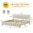 thumbnail image 6 of 4 EVER WINNER King Bed Frame, Upholstered Platform Bed Frame with Headboard and Footboard, Diamond Headboard and Footboard Design, Beige, 6 of 7