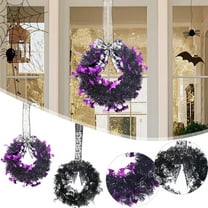 CASAFUN Black Wreath for Front Door, Halloween Wreath Twig Wreath Halloween Garland Outdoor Halloween Decorations, Glitter Black Wreaths Halloween Decor Party Props