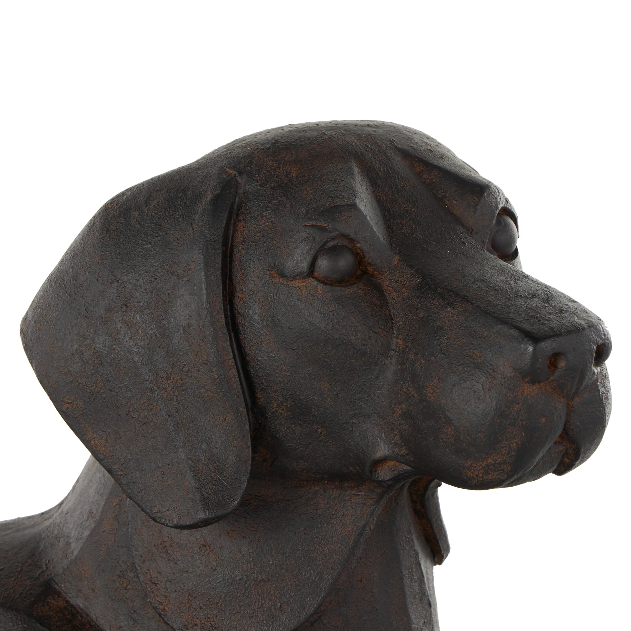 31" x 14" Black Resin Sitting Dog Sculpture with Copper Shadings, by DecMode