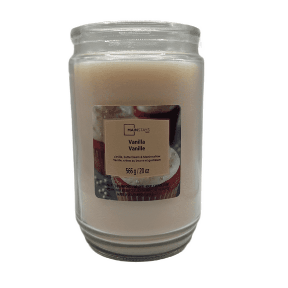Mainstays Vanilla Scented Single-Wick Glass Jar Candle, 20 oz