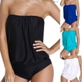 thumbnail image 2 of Traje de baño de una pieza para mujer de talla grande Color sólido sin espalda sin tirantes sin mangas Sexy traje de baño de playa de verano, 2 of 5