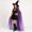 Purple, variant on Set of 2-Piece Sheer Mesh Cape & Pointed Hat Set for Women, Halloween Witch Accessories with Ruffled Brim & Star Charm — Gothic Cloak Ensemble Black One Size