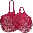 thumbnail image 1 of 2 Pcs Net Mesh Shopping Bags Bright Pink, 1 of 3