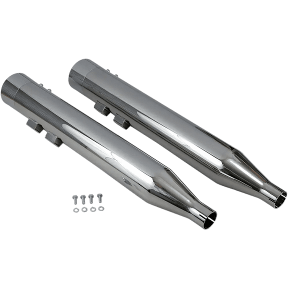 Bassani 4" DNT Straight-Can Chrome Slip-On Mufflers w/Chrome End Caps (1F7DNT6)