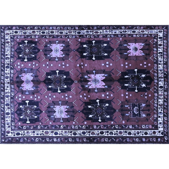 Ahgly Company Indoor Rectangle Persian Blue Traditional Area Rugs, 5' x 7'