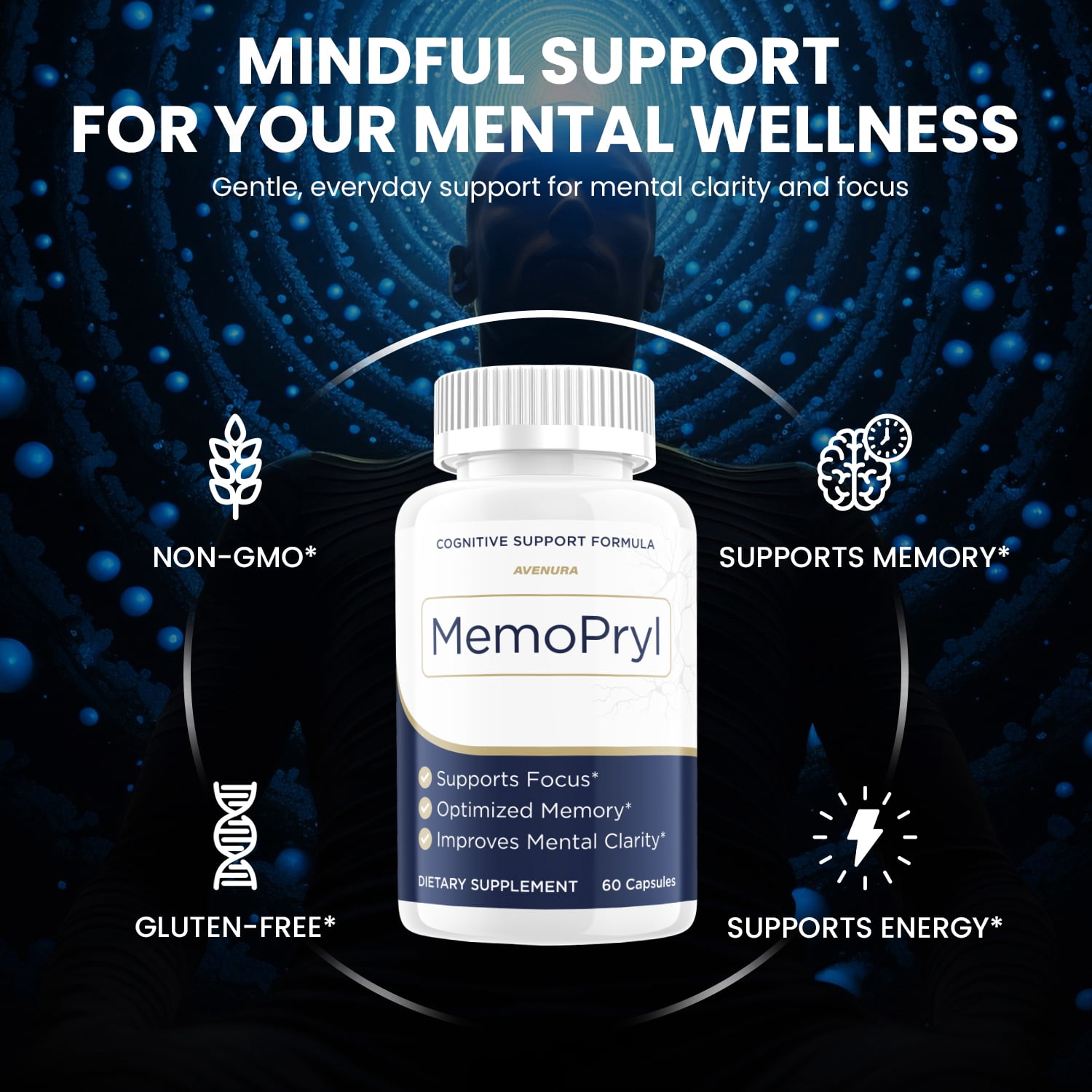 MemoPryl Capsules – Memo Pryl Natural Blend Memory Focus Support Supplement, 2 Pack, 120 Capsules