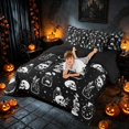 thumbnail image 4 of Homewish Halloween Gothic Skull Twin Bedding, Magical Mushroom Bedding Comforter Set, Black White, Black Reversible 7pcs, 4 of 7