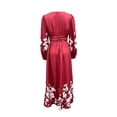 thumbnail image 5 of Women's Fall Floral Printed Maxi Dress V Neck Lantern Long Sleeve Boho Dresses for Wedding Guest Beach Vacation, 5 of 6