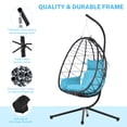 thumbnail image 4 of Outdoor Swing Egg Chair, Segmart Hanging Chair with Sturdy Stand and Fluffy Cushion, All-Weather Wicker Rattan Lounge Chair for Bedroom, Patio, Garden, Max Weight 350lbs, 4 of 9