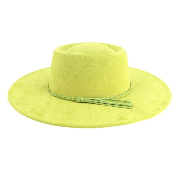 Unisex Felt Look Hat Flat Top Style Wide Brim Boater Summer Hat Braid Sun Hat Medium Size