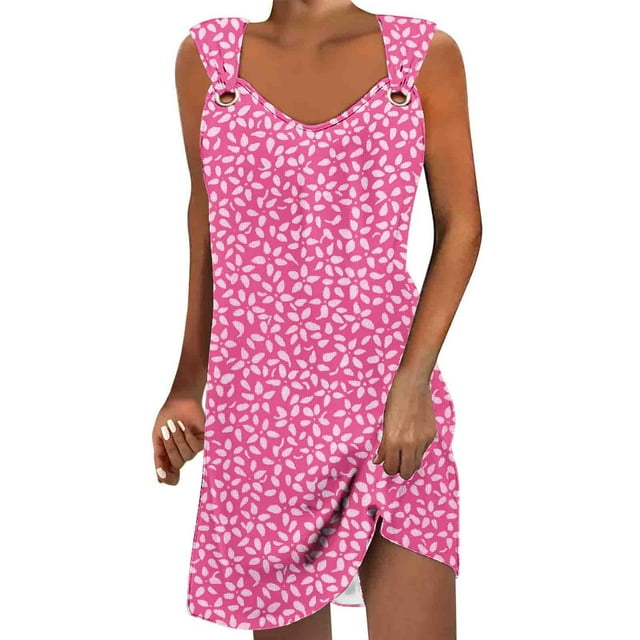 Birdeem Robes pour Femmes Robe d'Été Confortable Mode Imprimée Sans Manches Col en V