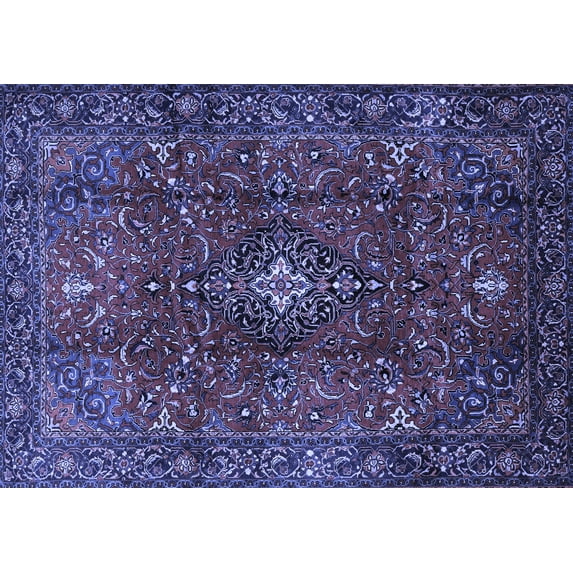 Ahgly Company Indoor Rectangle Medallion Blue Traditional Area Rugs, 8' x 12'